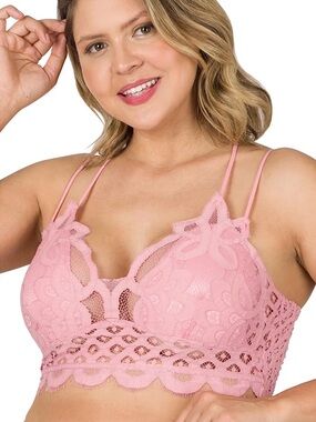 Zenana ~ Crochet Lace Pink Bralette